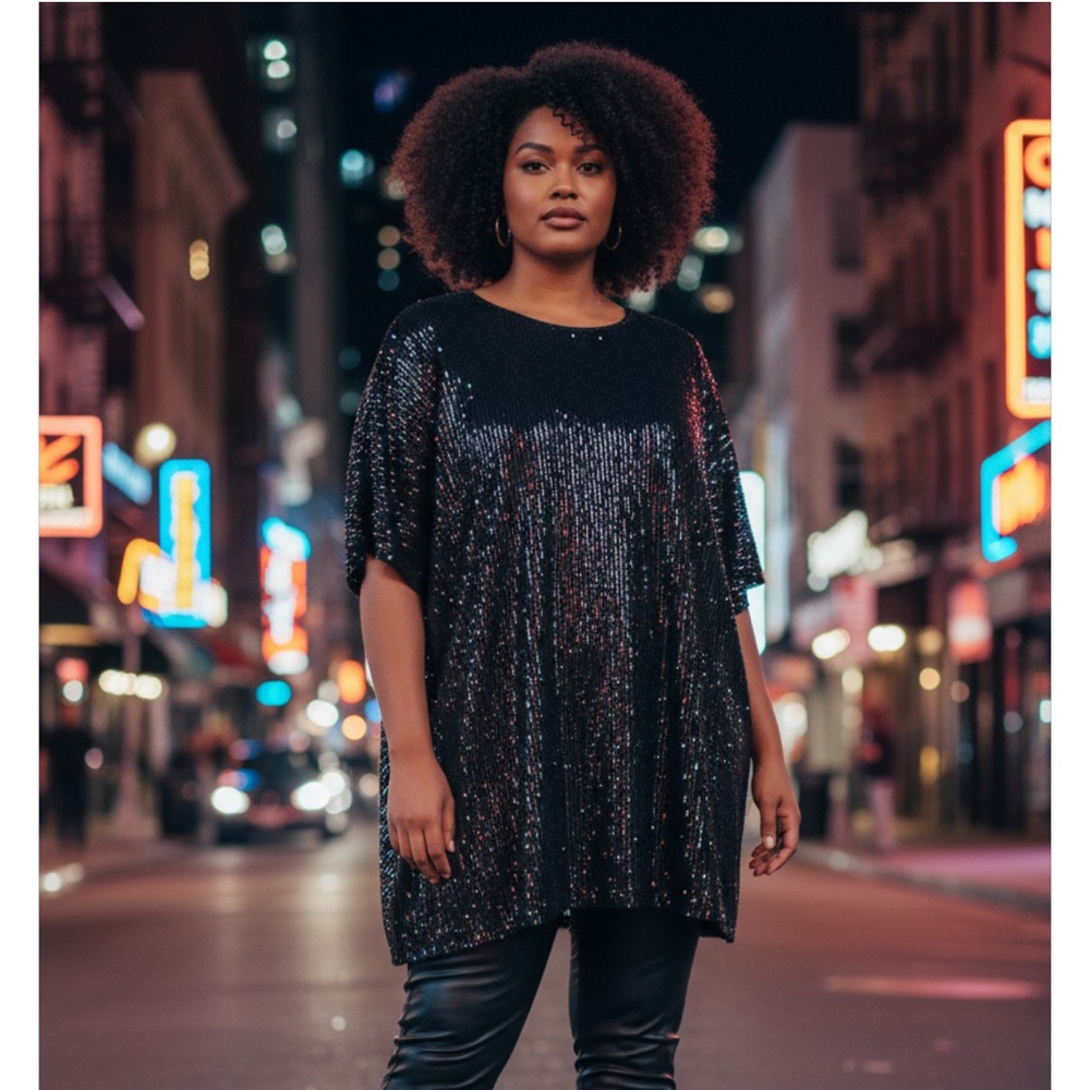 Maggie Barnes Black Sequin Mini Dress